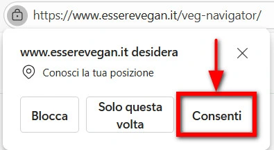 Autorizzare la posizione su browser Edge