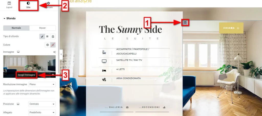 La colonna di Elementor - Come sostituire un'immagine