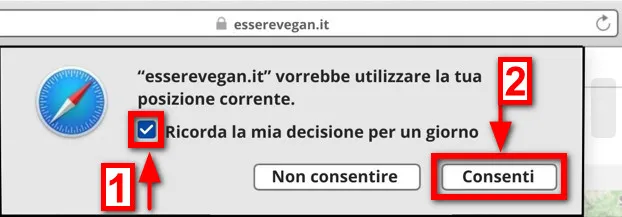 Consenti la geolocalizzazione su browser Safari per Mac