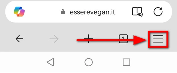 Impostazioni browser Edge mobile per sito web