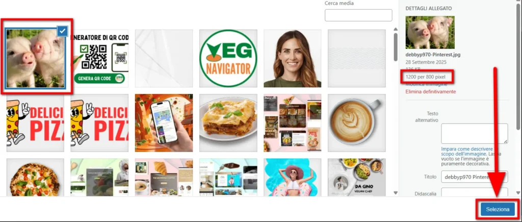 La tua nuova immagine nella libreria di WordPress