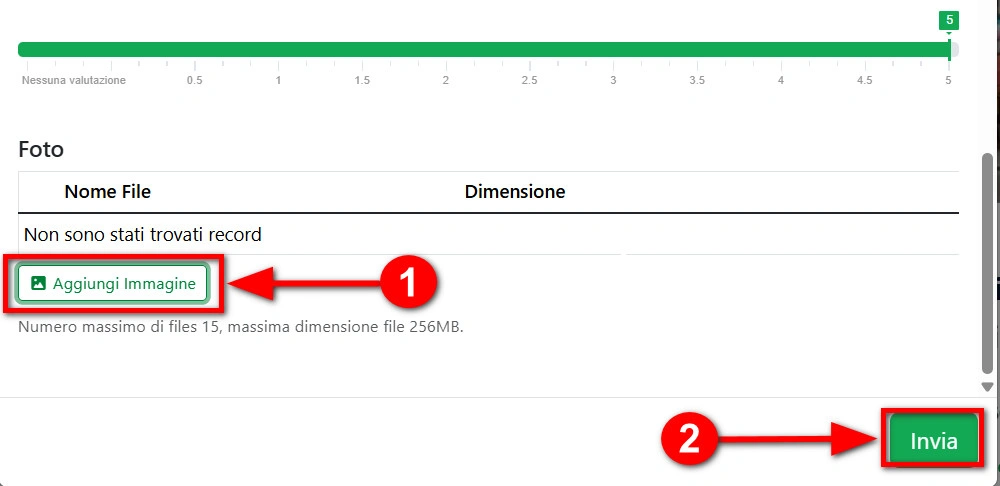 Invia immagini con la recensione su Veg Navigator