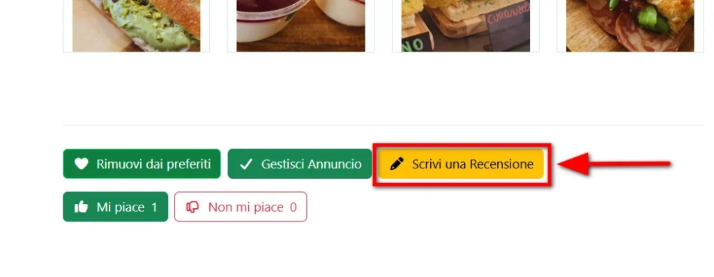 Pulsante "Scrivi una Recensione" su Veg Navigator