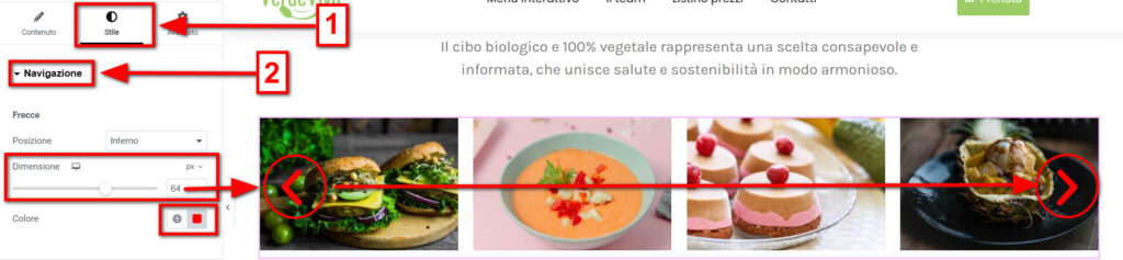 Stile navigazione Carosello immagini